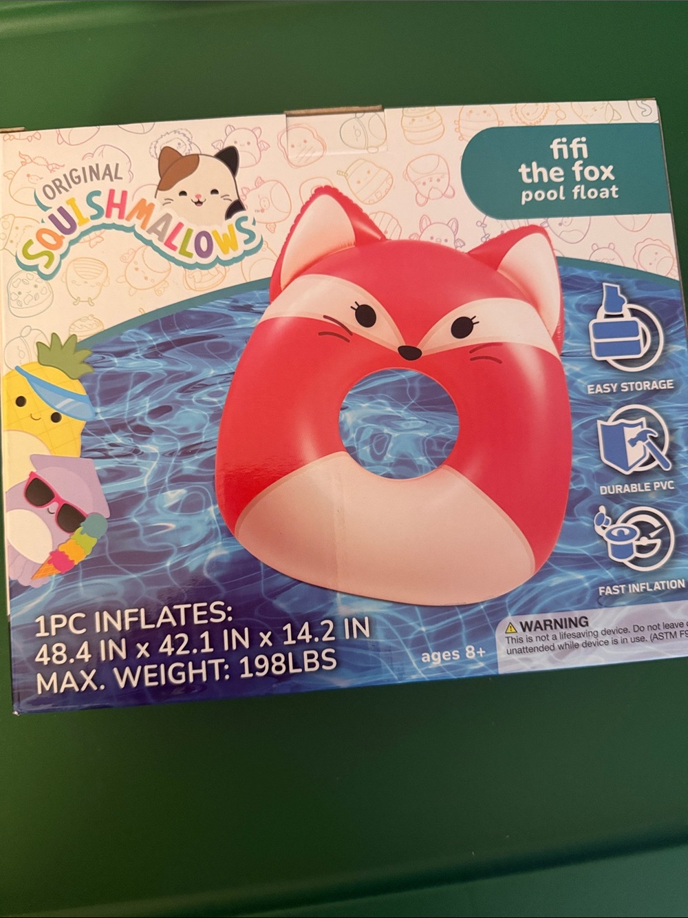 Squishmallows Fifi the Fox Pool Float - Red, Cream